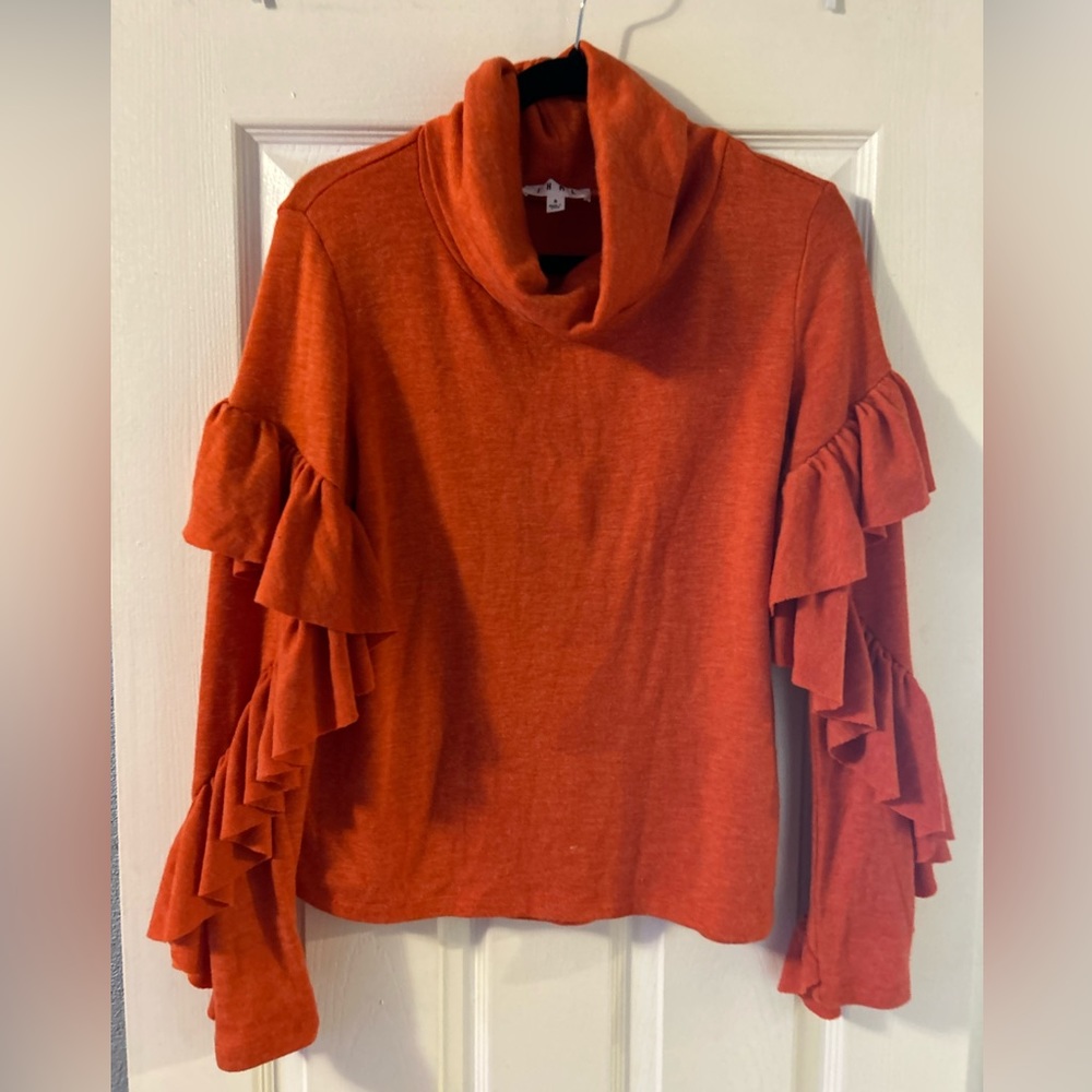 THML Ruffled sleeve cowl neck sweater size small